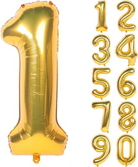 GOLD XL (86cm) Foil Number Balloons - Not filled